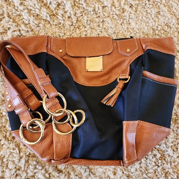 Miche MISTY Demi Chestnut Brown and Navy Blue Canvas Shell Cover Purse Bag Cover - Picture 13 of 14